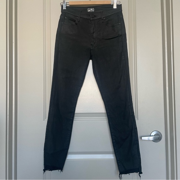 MOTHER Pants - MOTHER Stunner Zip Ankle Step Fray Skinny Jeans 26 Black Shine